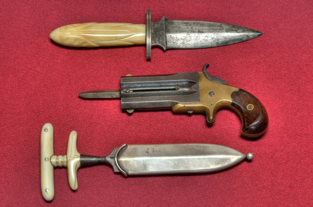Push Daggers were also commonly carried.  Close-quartered disputes were often settled by lethal force in the lawless west.